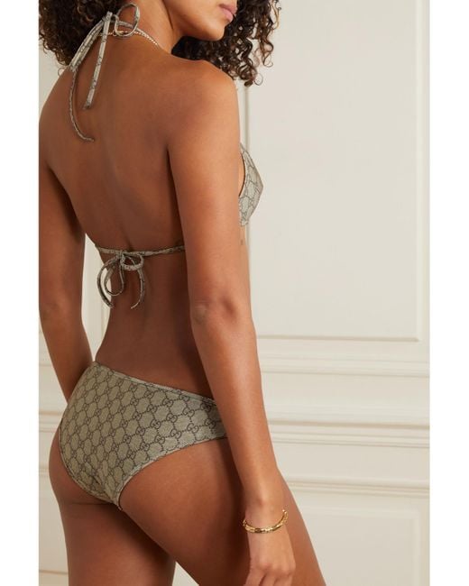 Gucci White Logo Nylon Gg Triangle Bikini Set