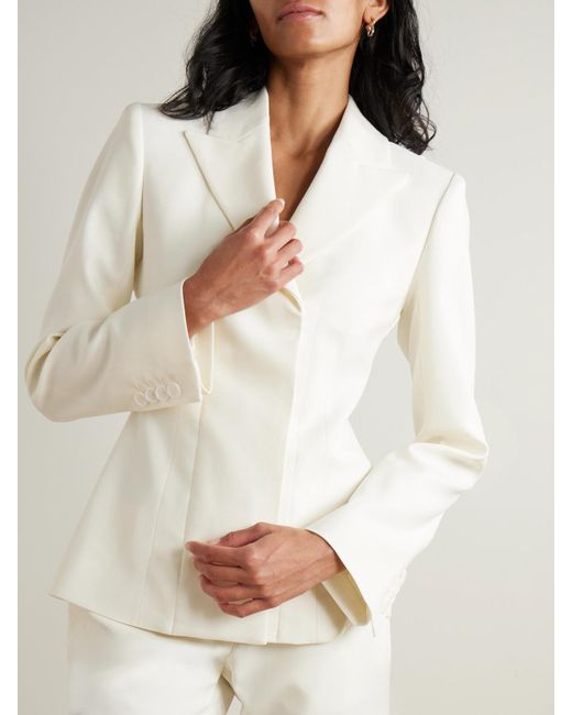 Acne Natural Satin-Trimmed Wool-Blend Twill Blazer