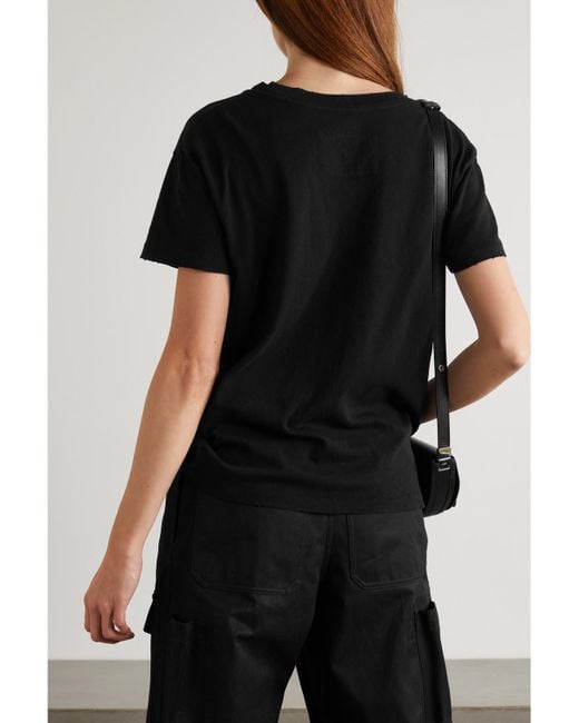 Nili Lotan Black Brady Distressed Cotton-Jersey T-Shirt
