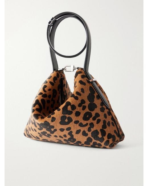 Totême  Natural Lucky Wristlet Leather-Trimmed Leopard-Print Calf Hair Shoulder Bag