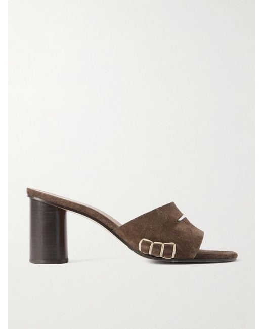 J.W. Anderson Natural Loafer Whipstitched Suede Mules