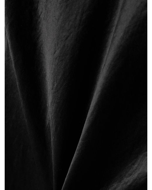 Abadia Black Draped Hammered-Satin Gown