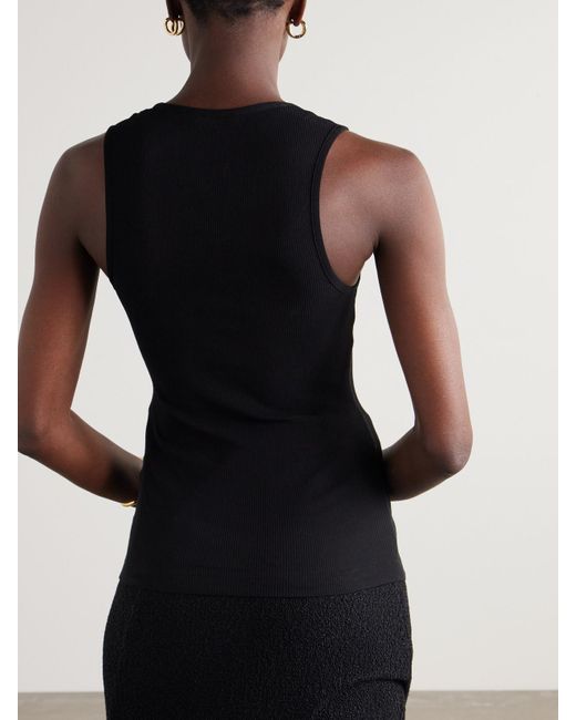 Ferragamo Black Ribbed Cotton Tank