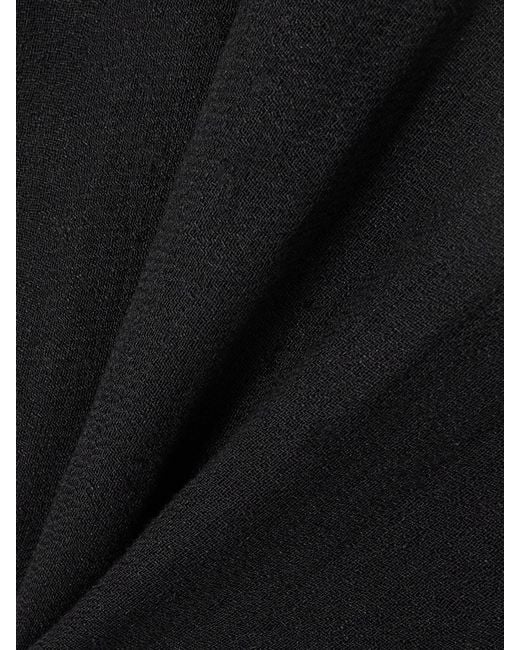 LeKasha Black Spetses Draped Organic Linen-Gauze Mini Skirt