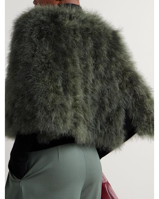 Yves Salomon Black Cropped Feather Jacket
