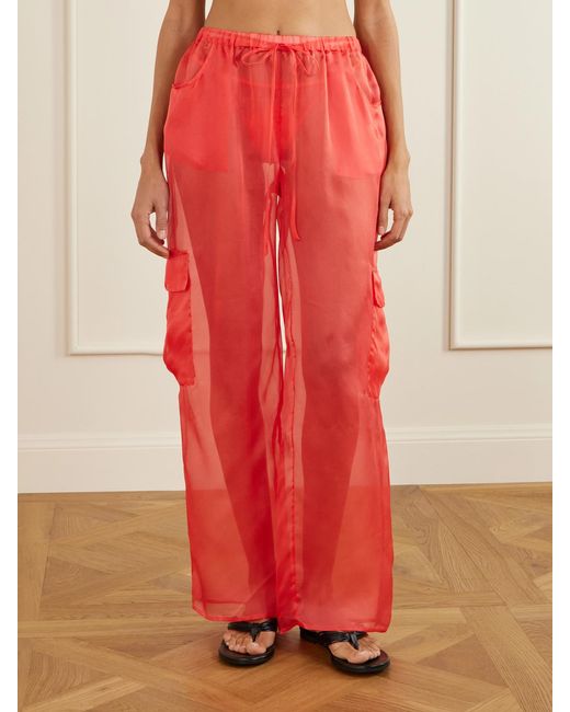 Kiki de Montparnasse Red Organza Straight-Leg Pants