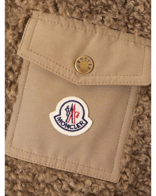Moncler Brown Coligny Shell-Trimmed Fleece Down Jacket