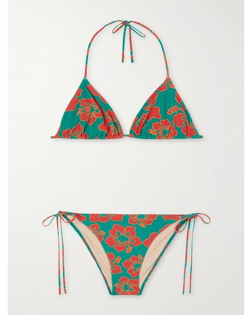 Lido Green Venti Printed Triangle Halterneck Bikini