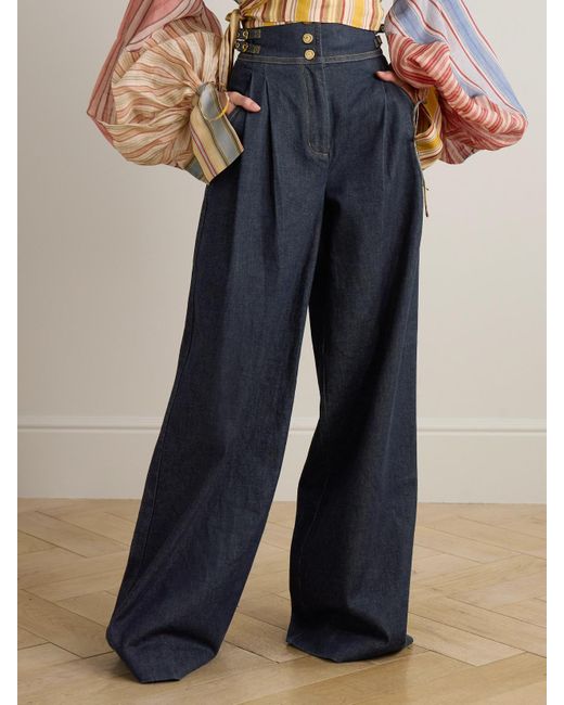 Zimmermann Blue Rebellion High-Rise Wide-Leg Jeans