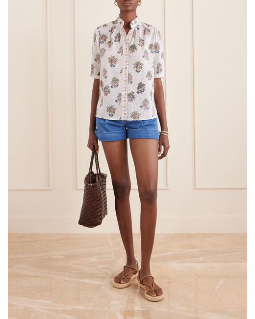 Alix Of Bohemia White Winnie Mist Printed Cotton Gauze Shirt