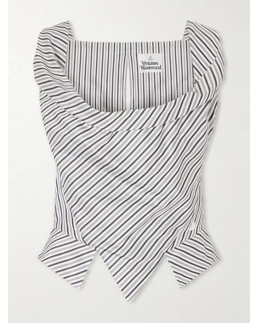 Vivienne Westwood White Sunday Asymmetric Striped Cotton-Poplin Blouse