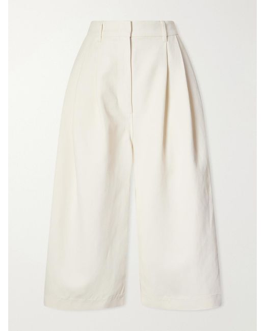 Co. Natural Pleated Woven Wide-Leg Pants