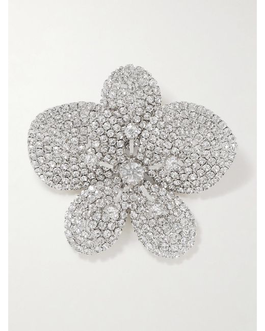 Jennifer Behr White Kiarra Rhodinierte Brosche Mit Kristallen
