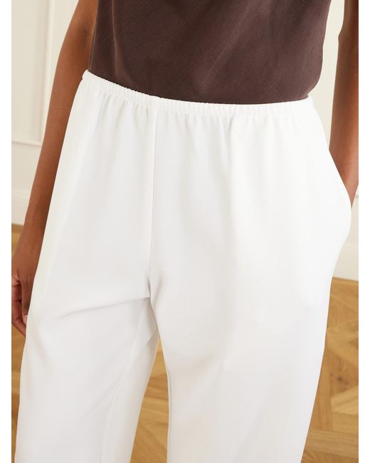 Leset White Arielle Crepe Wide-Leg Pants