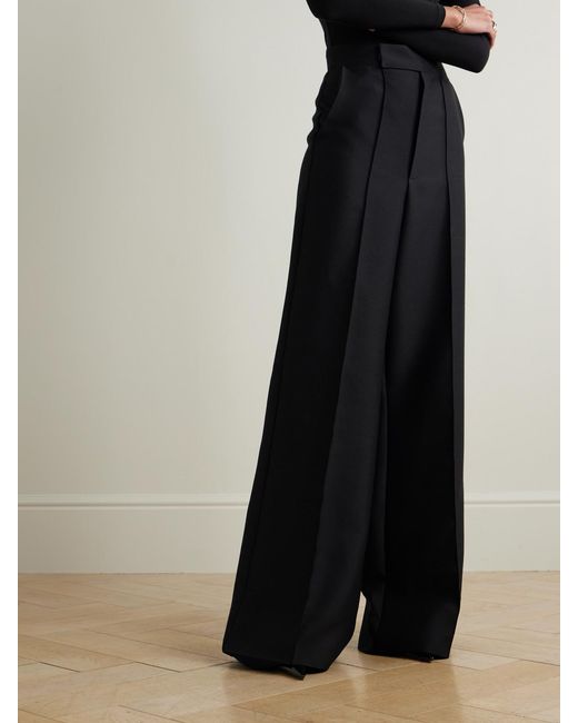 Maticevski Black Rival Wool And Silk-Blend Wide-Leg Pants