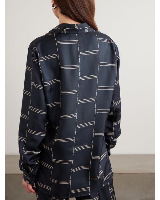 Matteau Blue Printed Silk-Twill Shirt