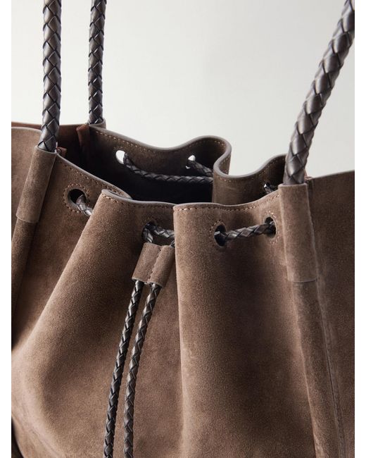 Proenza Schouler Natural Large Ruched Leather-Trimmed Suede Tote