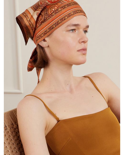 Zimmermann Orange Printed Silk Headscarf