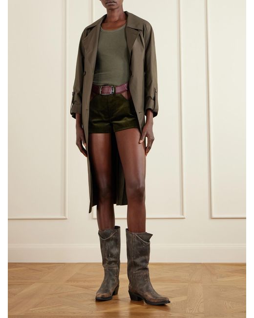 Jean Paul Gaultier Black Cut-Out Cotton-Corduroy Shorts