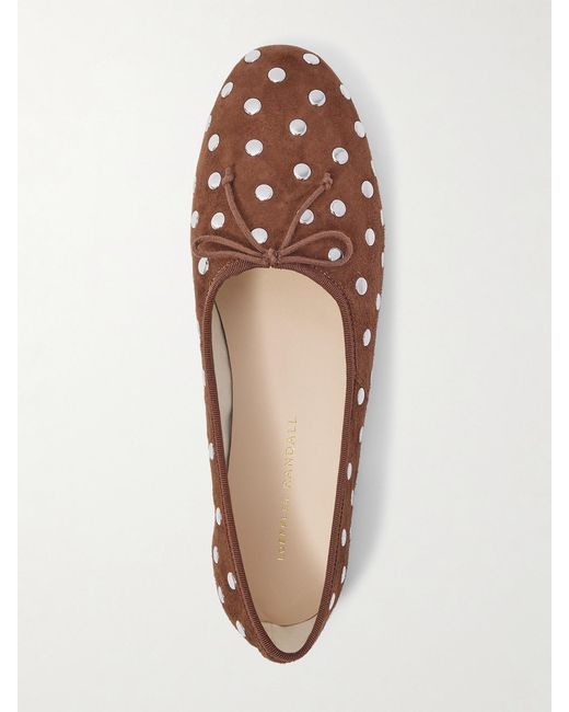Loeffler Randall Brown Landon Studded Suede Ballet Flats
