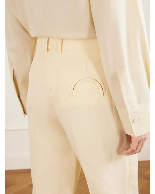 Blazé Milano Natural Savannah Pleated Linen And Silk-Blend Straight-Leg Pants