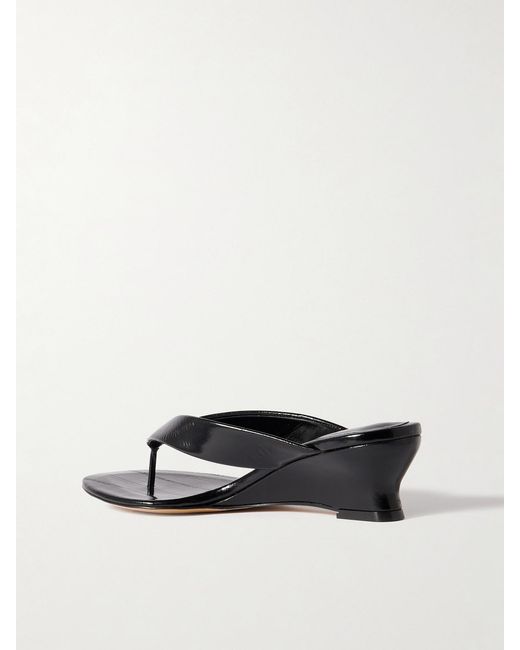 Le Monde Beryl White Eel-Effect Leather Wedge Sandals