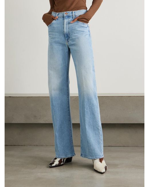 Mother Blue The Lasso Sneak High-Rise Wide-Leg Jeans