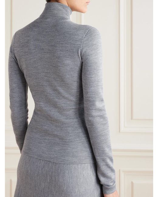 Gabriela Hearst Gray May Wool, Cashmere And Silk-Blend Turtleneck Sweater
