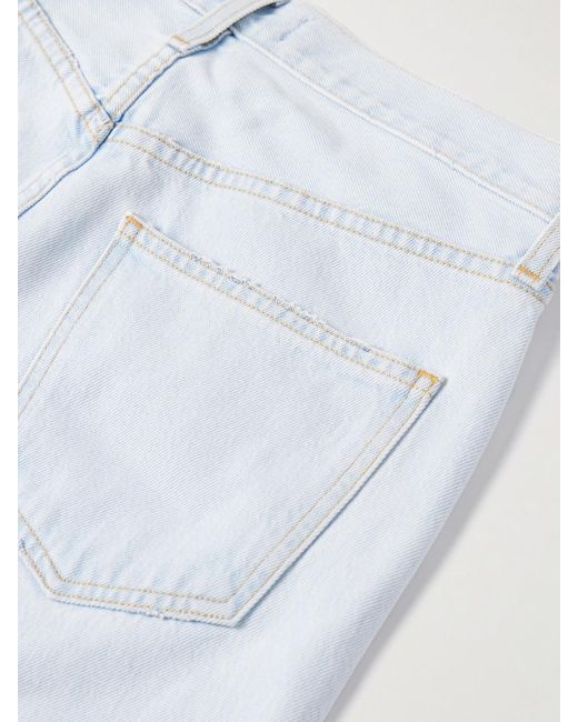 Agolde Blue Low Curve Halbhohe Jeans Mit Weitem Bein Und Fransen