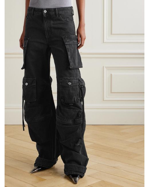 The Attico Black Low-Rise Cargo Jeans
