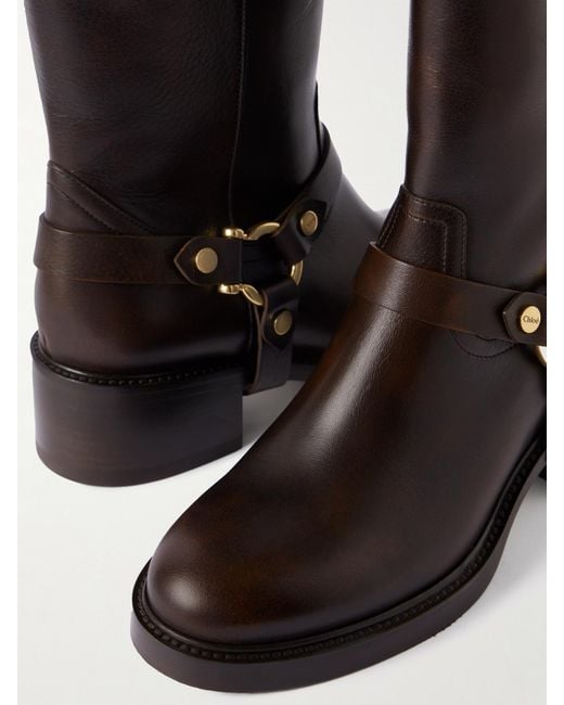 Chloé Brown Dakota Buckled Leather Ankle Boots