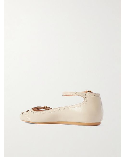 Chloé Natural Misty Laser-Cut Leather Ballet Flats
