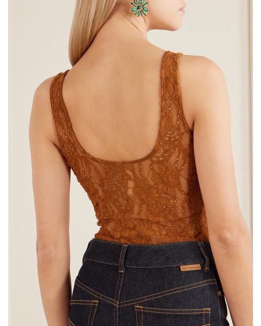 Zimmermann Brown Stretch-Lace Bodysuit