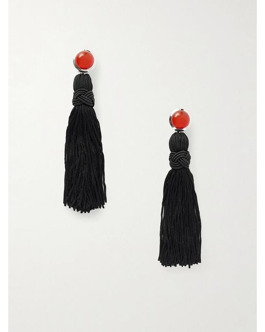 Sophie Buhai Black Cleo Tasseled And Cornelian Earrings