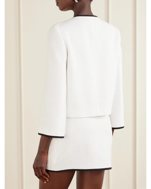Valentino Garavani White Canastrello Cropped Cotton-Tweed Jacket