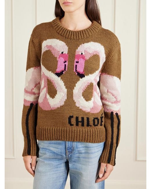 Chloé Pink Intarsia Wool Sweater