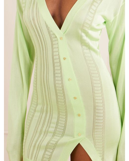 Donde Esteban Green Lulo Guayabera Stretch-Knit Mini Dress