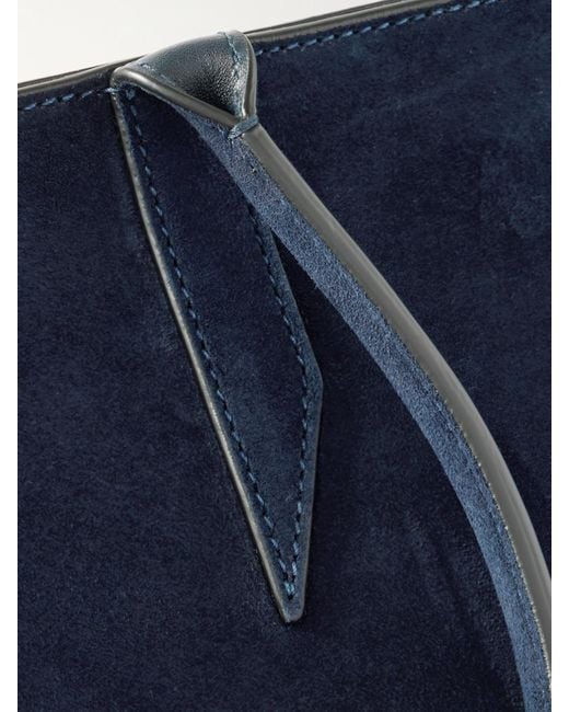Metier Blue Incognito Small Paneled Suede Tote