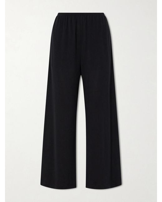 Totême Blue Cotton And Silk-Blend Wide-Leg Pants