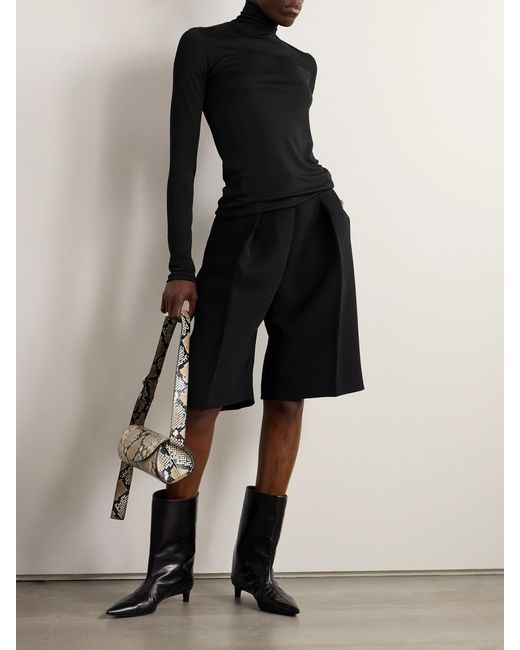 Jil Sander Black Crepe Turtleneck Top