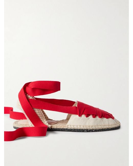 Loeffler Randall Red Wilson Lace-Up Canvas Espadrilles
