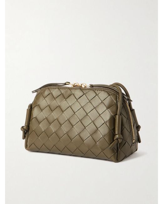 Bottega Veneta Green Concert Pouch Schultertasche Aus Intrecciato-Leder