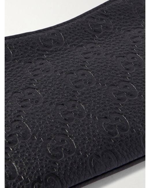 Sac Porté Épaule En Cuir Texturé Gaufré Gg Emblem Mini Gucci en coloris White