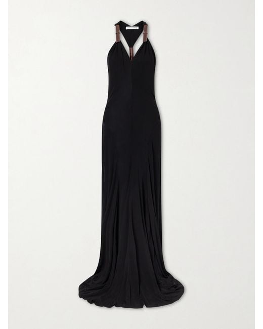 Christopher Esber Black Chime Wood-Embellished Jersey Maxi Dress