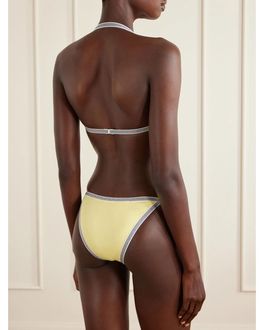 Versace Metallic Greca-Printed Triangle Bikini Top