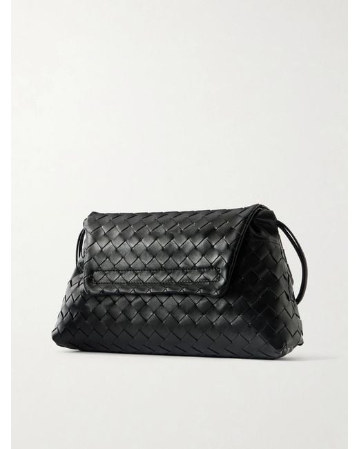 Bottega Veneta Black Giorno Intrecciato Leather Shoulder Bag