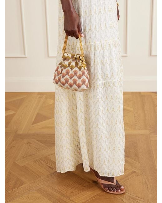 Missoni Natural Crochet-Knit Drawstring Bag