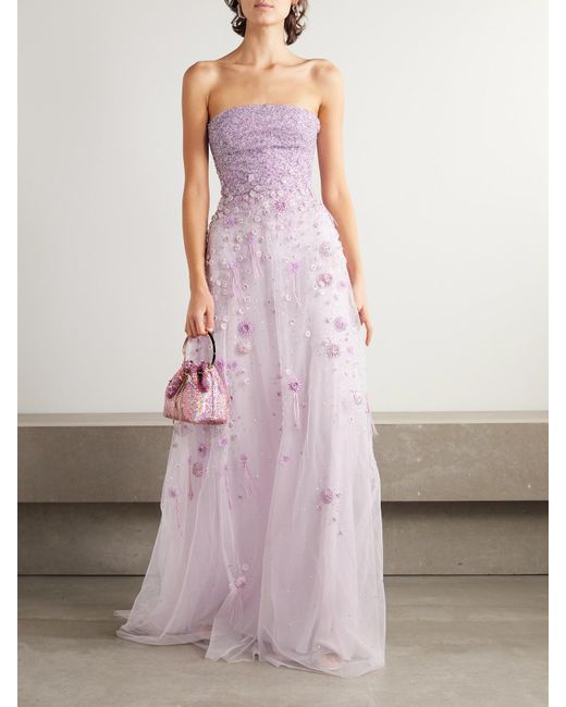 Georges Hobeika Pink Embellished Tulle Gown