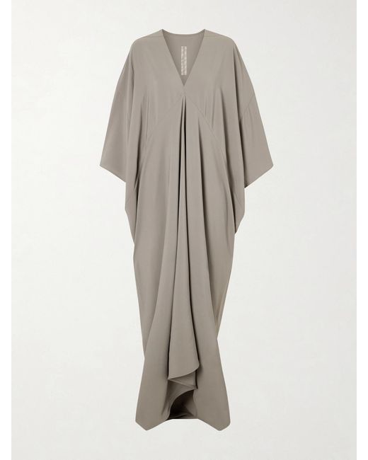 Rick Owens Natural Tommykite Draped Crepe Maxi Dress