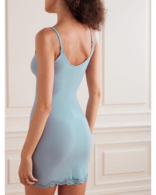 Skims Fits Everybody Lace-Trimmed Stretch Slip Dress in Blue | Lyst UK